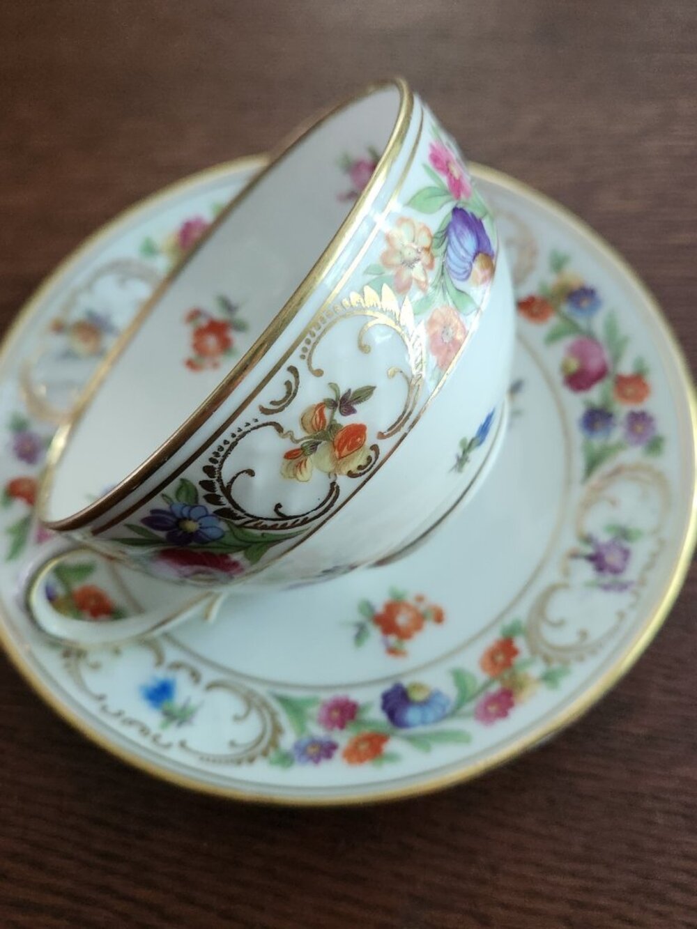 Schumann Bavaria Dresden Empress Chateau Flat Teacup Cup Saucer Set 2 Sets Avail